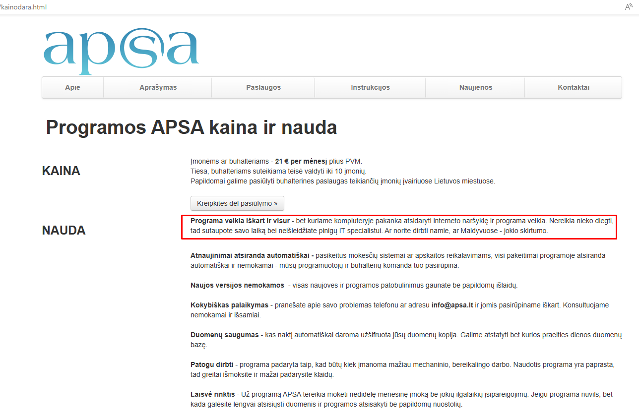Api Apsa Comparison of certain functions between accounting programs Site.pro ...